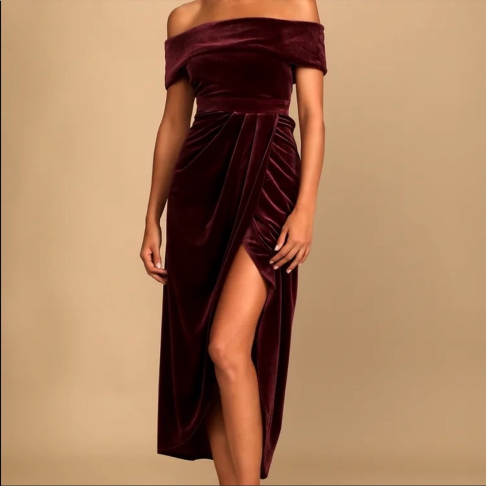 Lulus velvet off shoulder dress